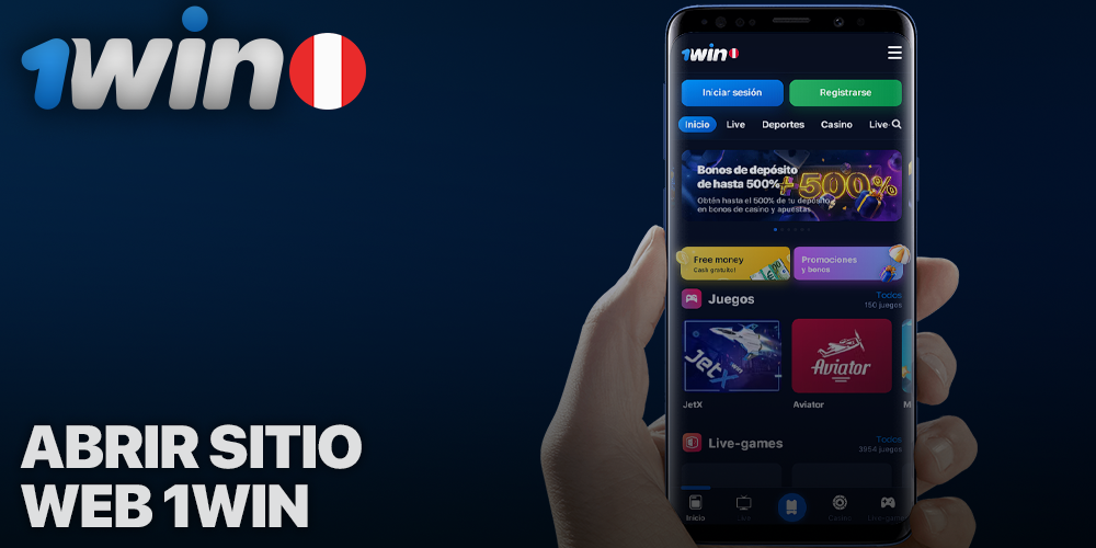 Abra el sitio web de 1Win en un teléfono inteligente Android