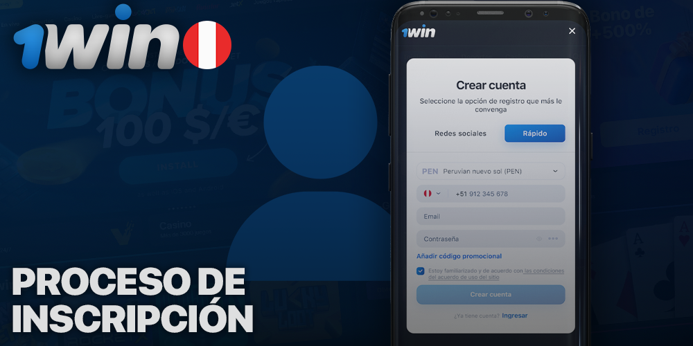 Registro en la aplicación 1Win