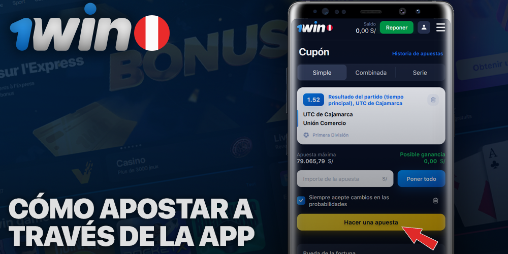 Cómo hacer una apuesta en la aplicación 1Win