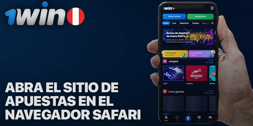 Abra el sitio web de 1Win en iPhone