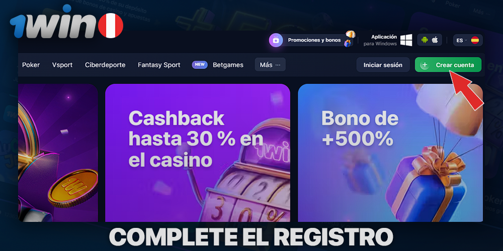 Registro completo en 1Win