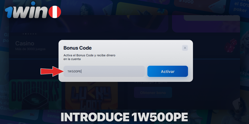 Ingrese el código de promoción 1W500PE para 1Win