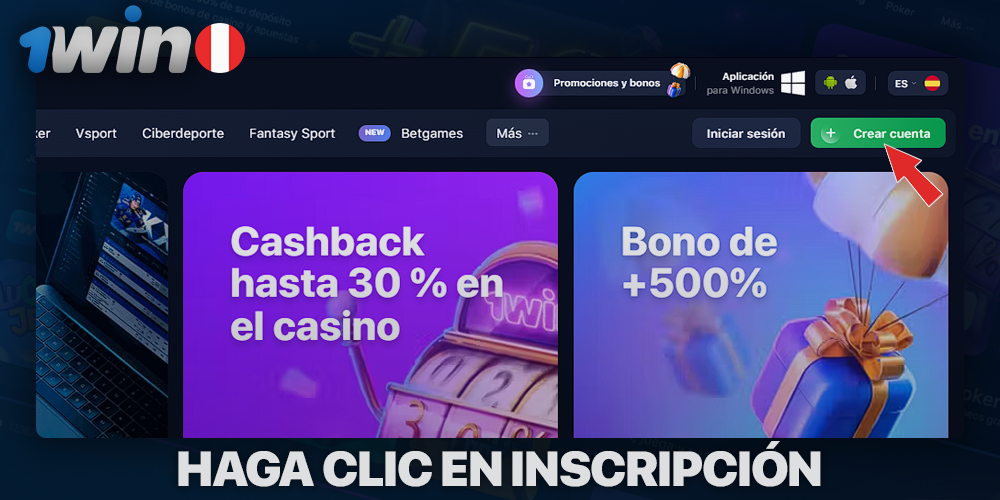 Botón de registro para 1Win