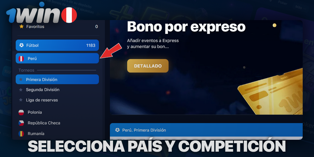 Elige un evento deportivo en 1Win