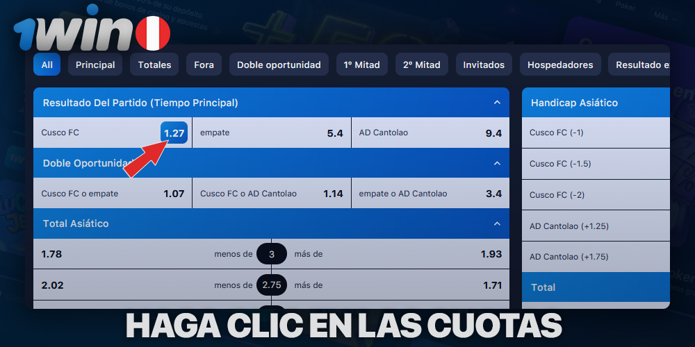 Elija un coeficiente en 1Win