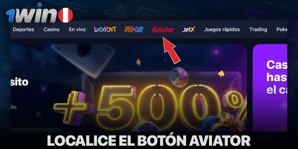 Busque el botón Aviator en el menú 1Win