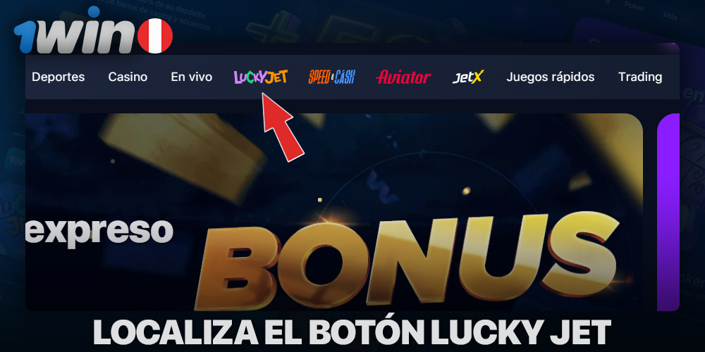 Encuentra Lucky Jet en el menú 1Win