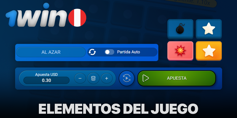Principales elementos del juego Mines en 1Win