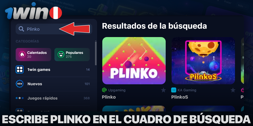 Introduce Plinko en tu búsqueda en 1Win Casino