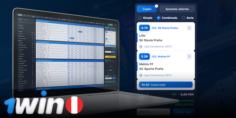 Betslip en 1win Perú